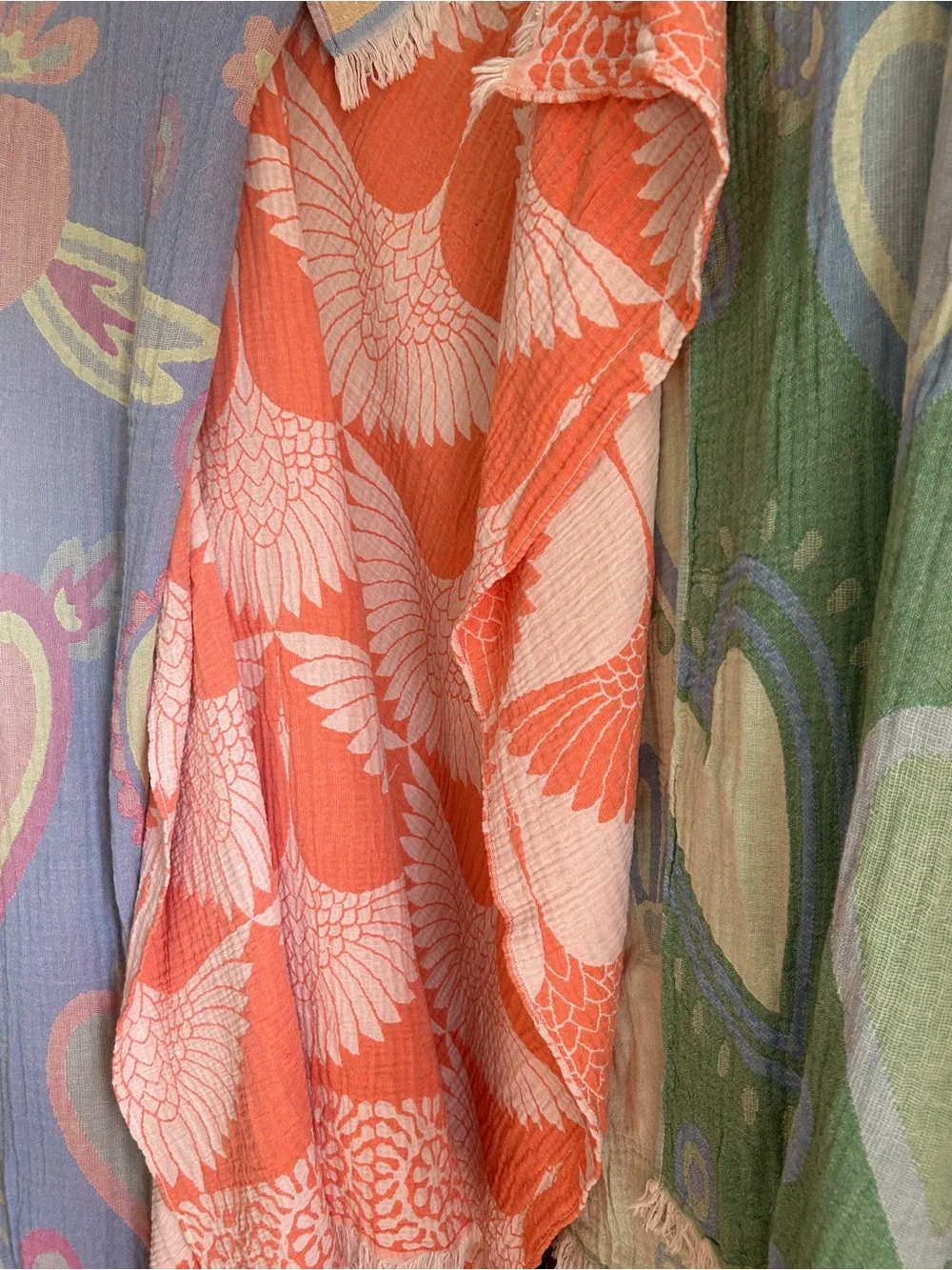 Neon Coast Modern Anthracite Orange Woven 100% Cotton Birds in Flight Throw NEW